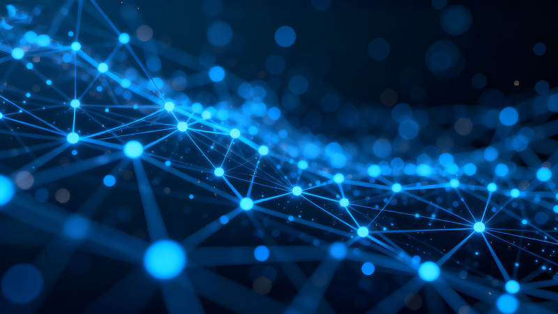 藍色抽象科技網絡節點連接-圖片