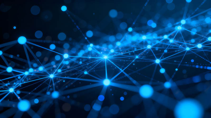 抽象藍色科技網絡連接圖-圖片