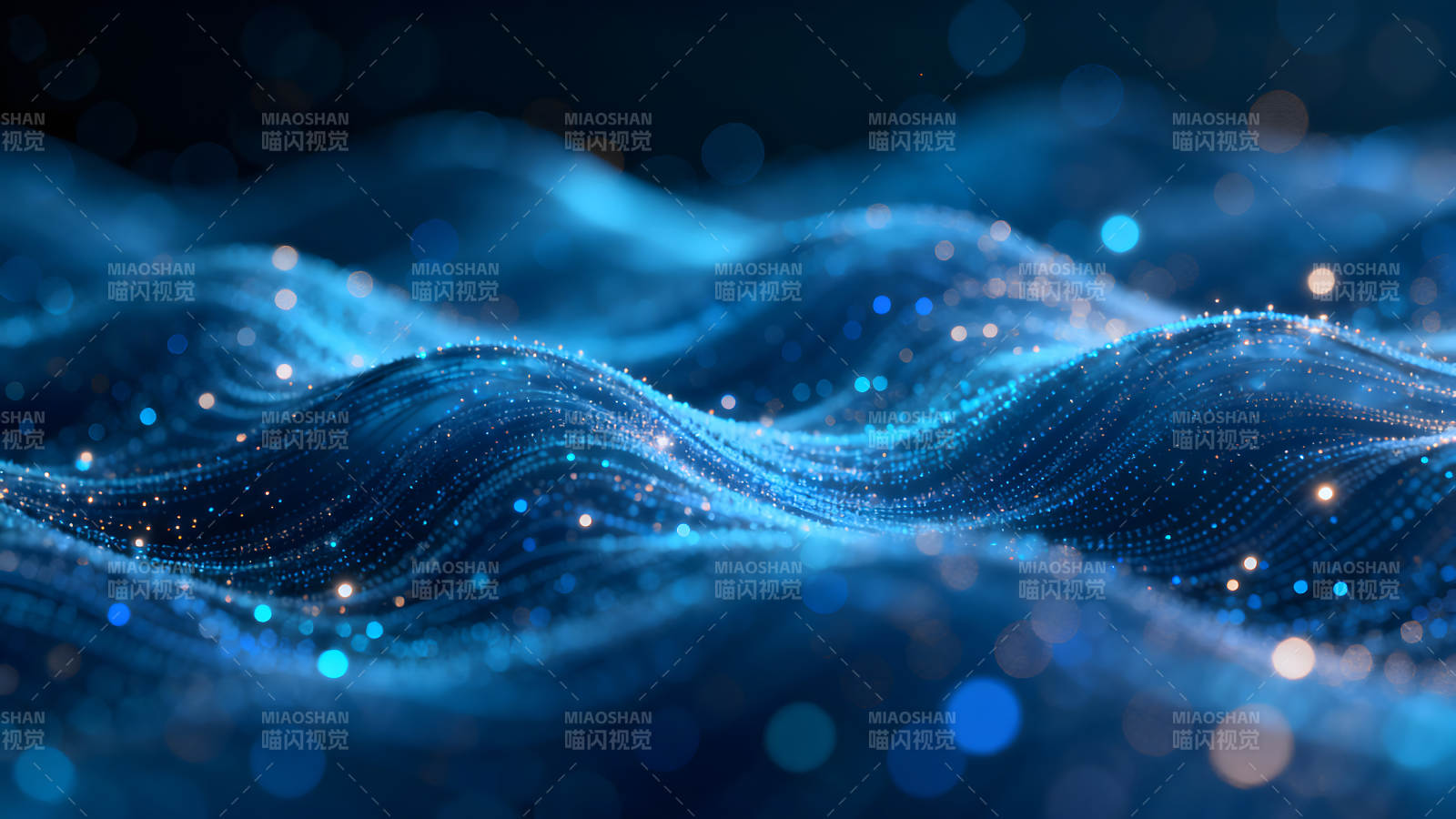 藍色粒子波動抽象藝術-圖片