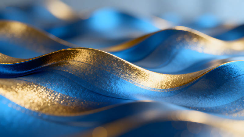 蓝金波纹优雅流动-图片