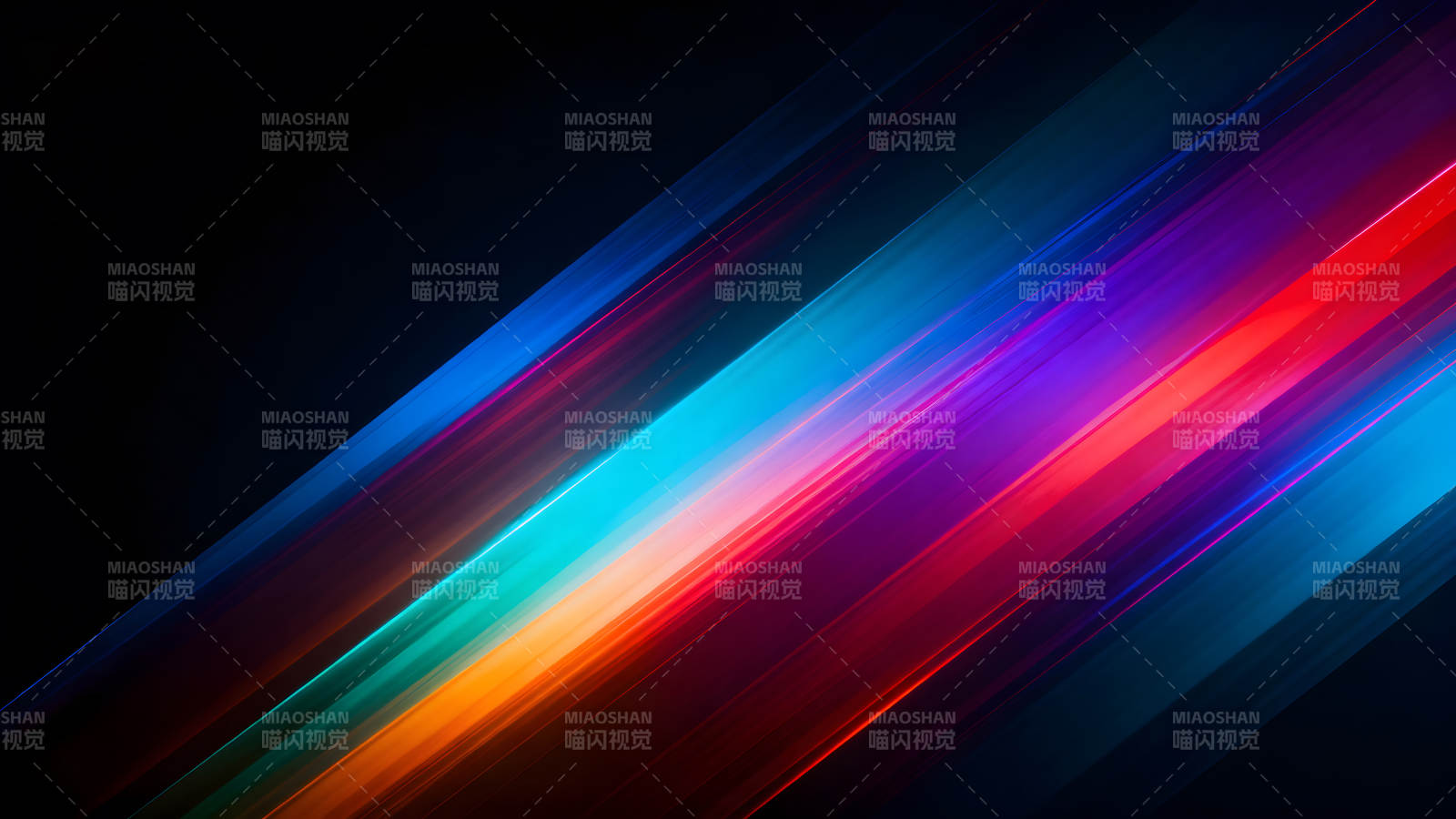 抽象的彩色光線在黑暗中流動-圖片