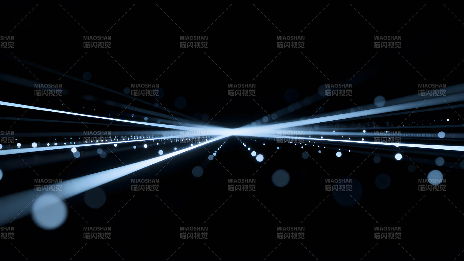 蓝光线条在黑暗中汇聚-图片