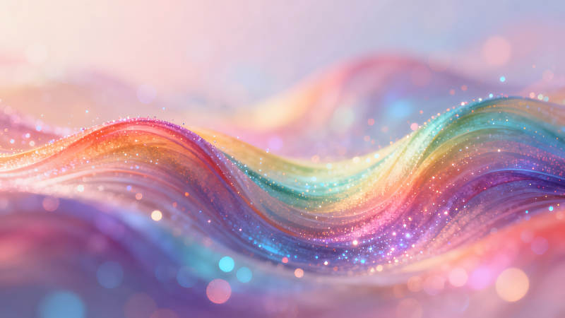 梦幻彩虹飘带闪烁光芒-图片