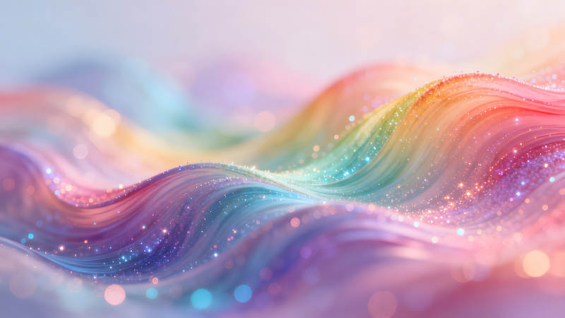 彩虹波浪闪耀梦幻景象图片