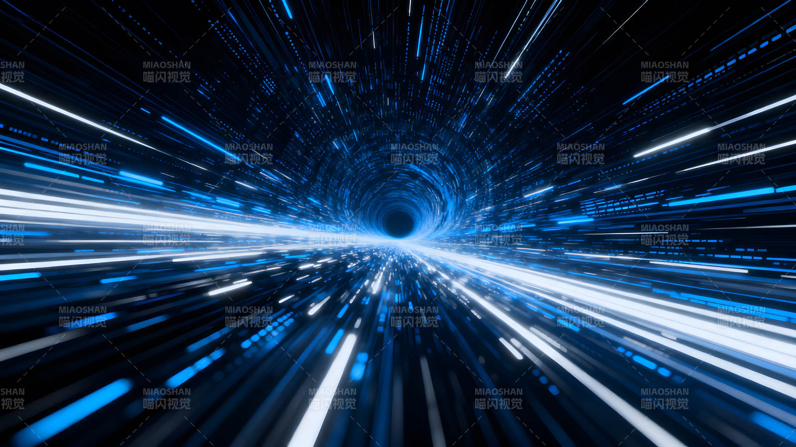 藍色光束穿越時空隧道-圖片