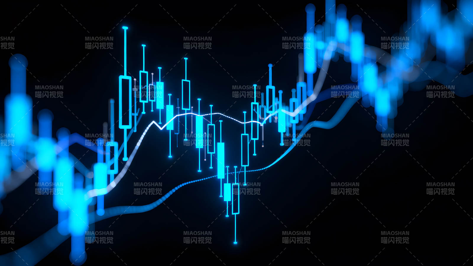 藍色金融圖表波動圖-圖片