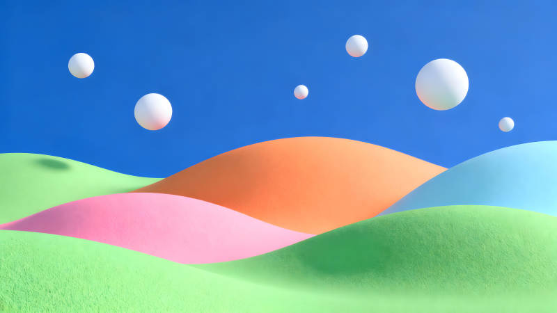 抽象景观球体浮动色彩鲜明-图片