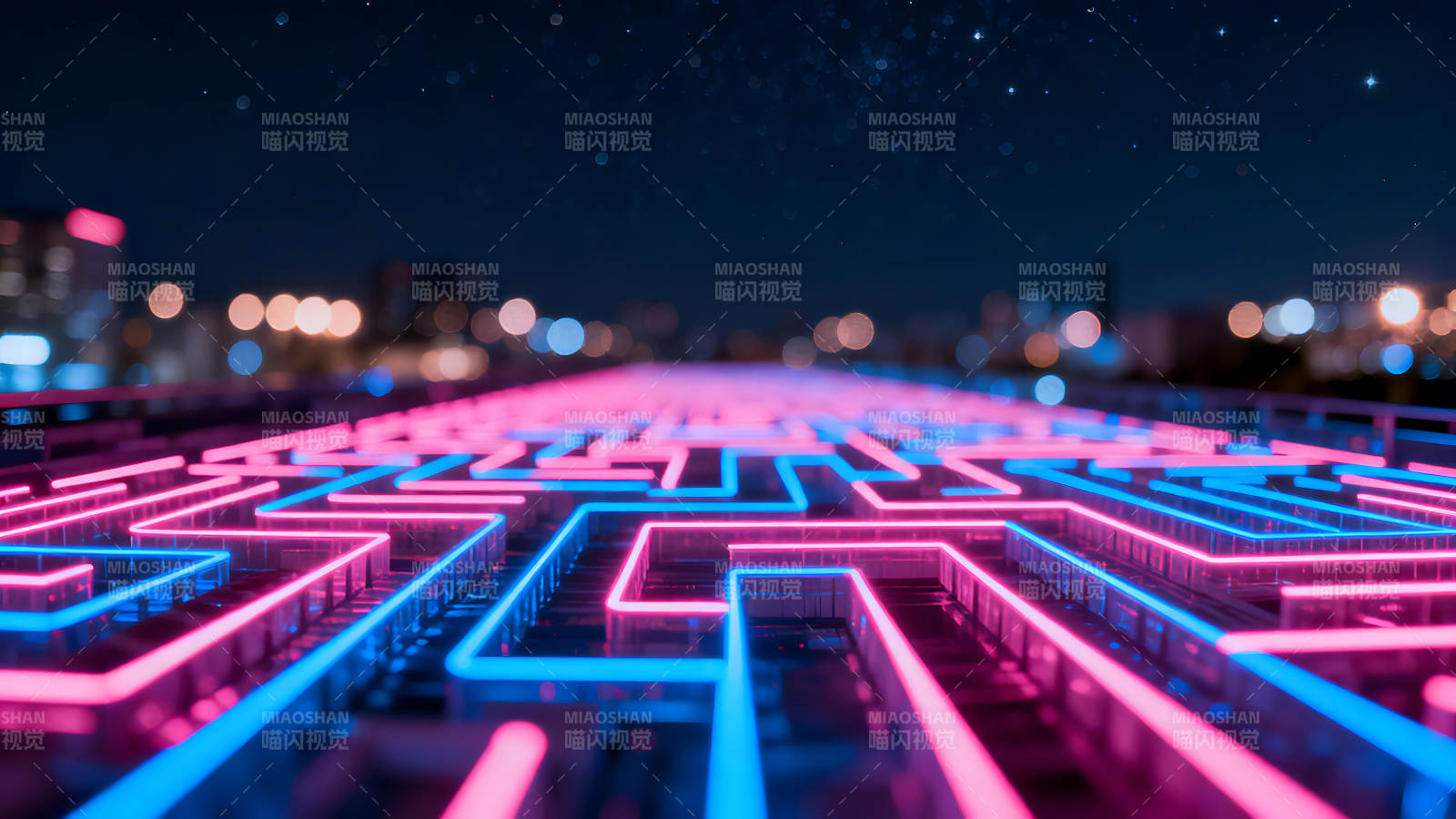 霓虹迷宫夜景星空梦幻-图片