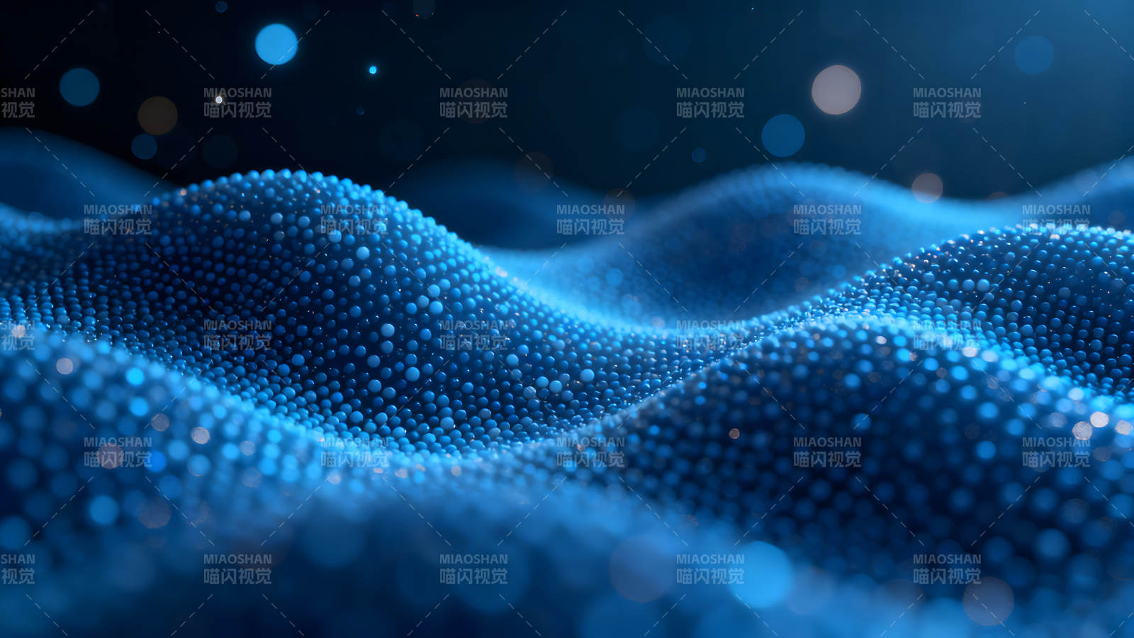 藍色球體組成的波浪形抽象藝術-圖片