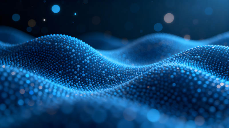 藍(lán)色球體組成的波浪形抽象藝術(shù)-圖片