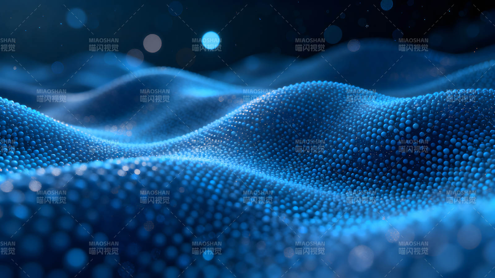 藍(lán)色球體構(gòu)成波浪-圖片