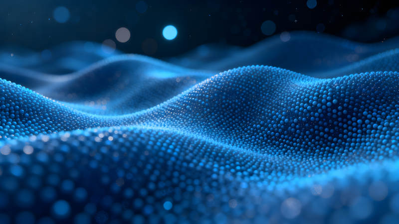 藍(lán)色球體構(gòu)成波浪-圖片