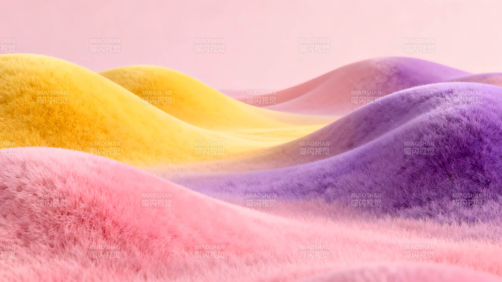 毛茸茸的彩色山丘风景-图片