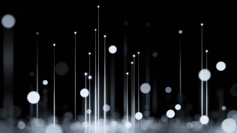 黑色背景下的发光线条与圆点-图片