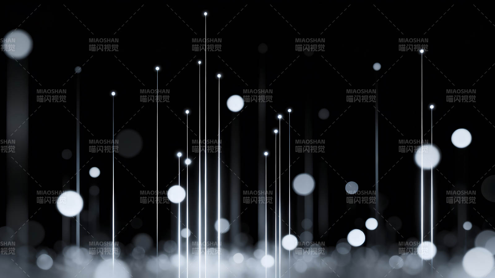 黑色背景下的发光线条与圆点-图片