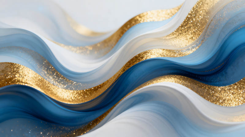 抽象波浪紋理背景金色藍(lán)色-圖片