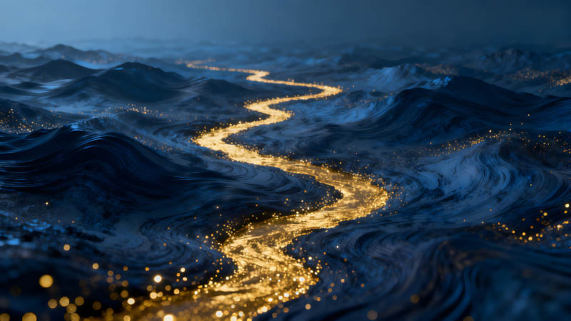 夜海光河唯美意境-图片