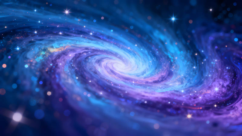 星云中的蓝色漩涡耀眼的光芒照亮了宇宙-图片