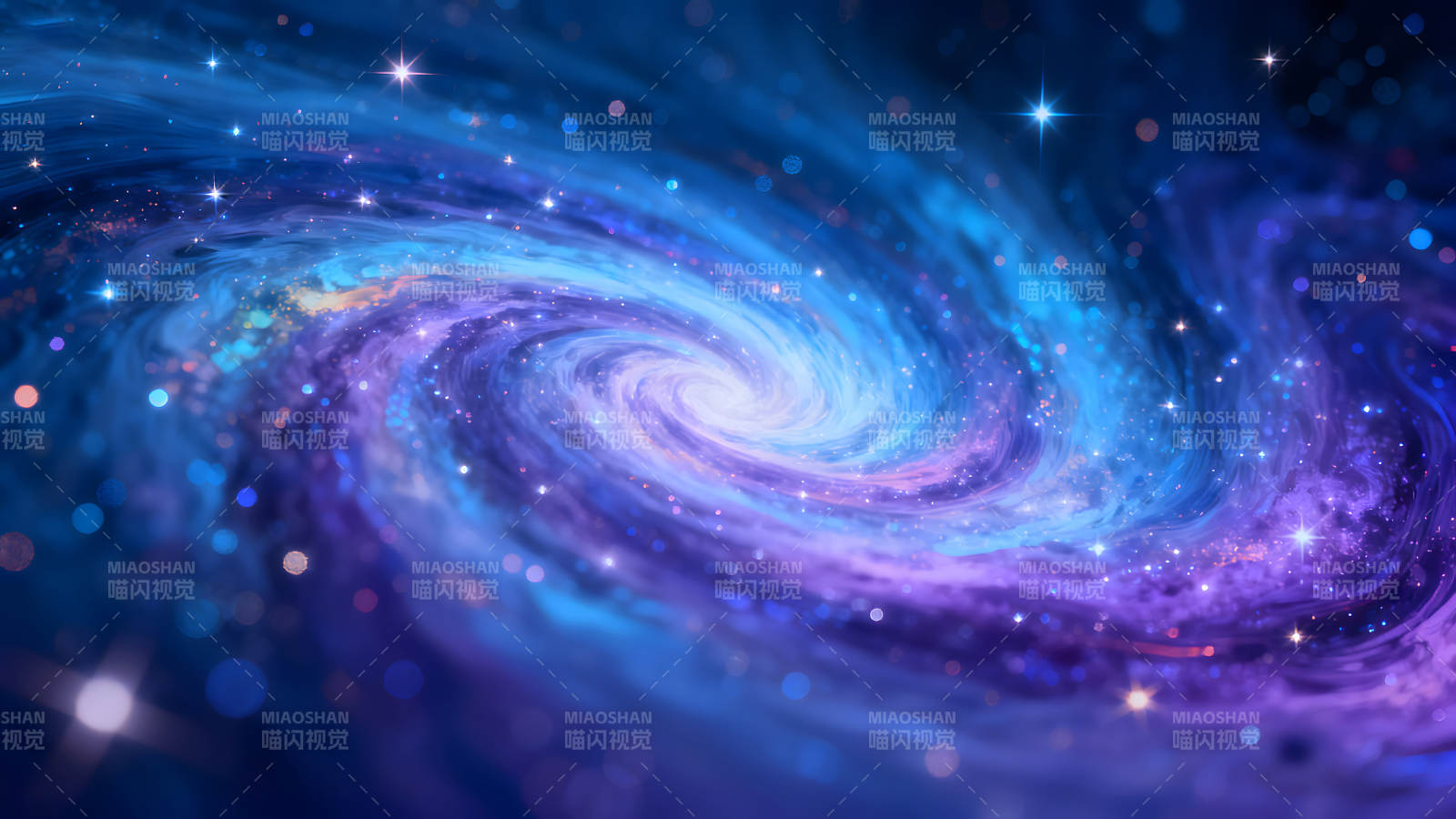 星云中的蓝色漩涡耀眼的光芒照亮了宇宙-图片