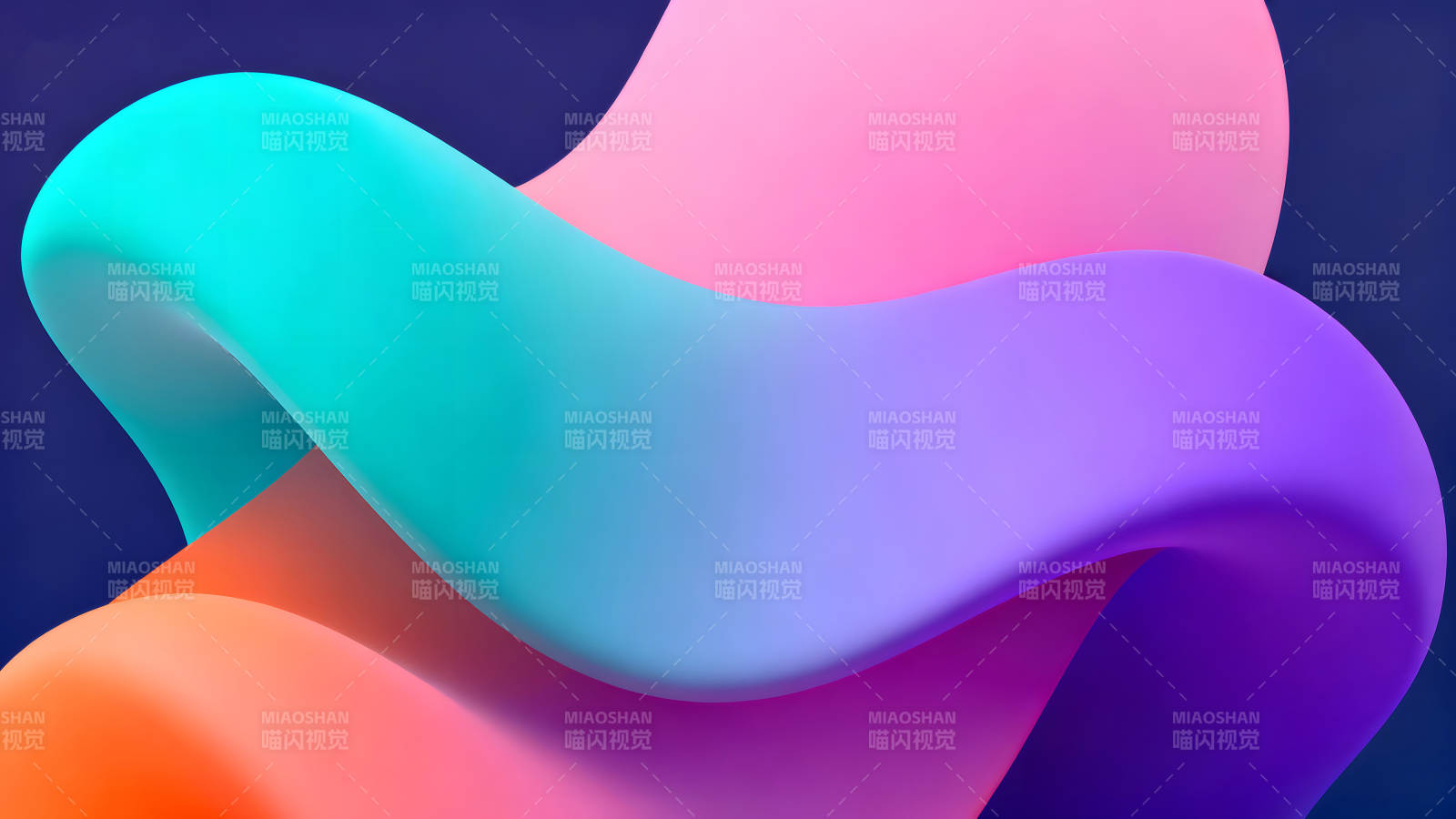 抽象渐变曲线组合艺术-图片