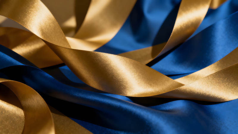 金藍(lán)絲帶纏繞-圖片