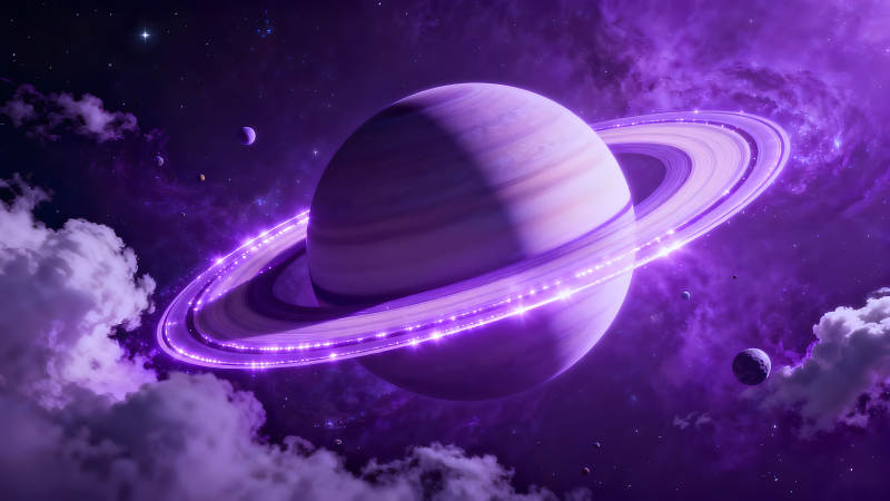 紫色星球与星云宇宙景象-图片