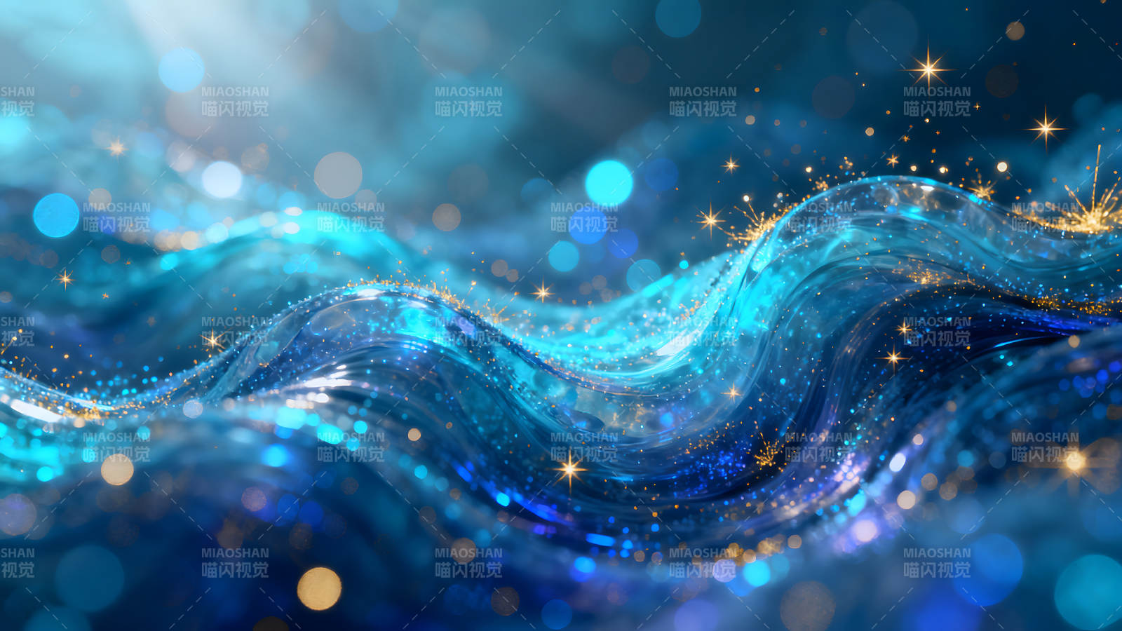 夢幻藍色水波光影交織閃耀-圖片