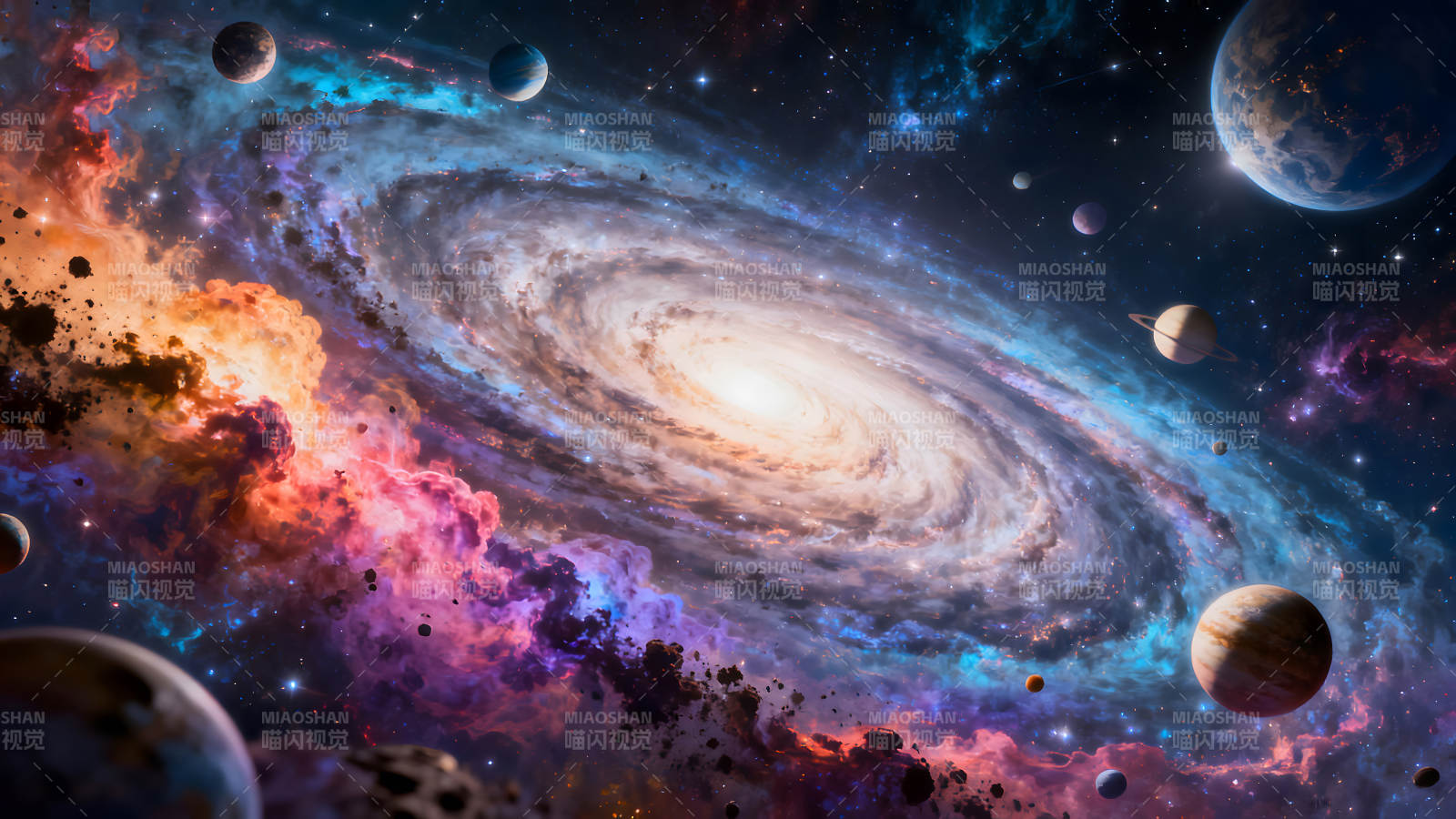 壮丽的宇宙星云和行星-图片