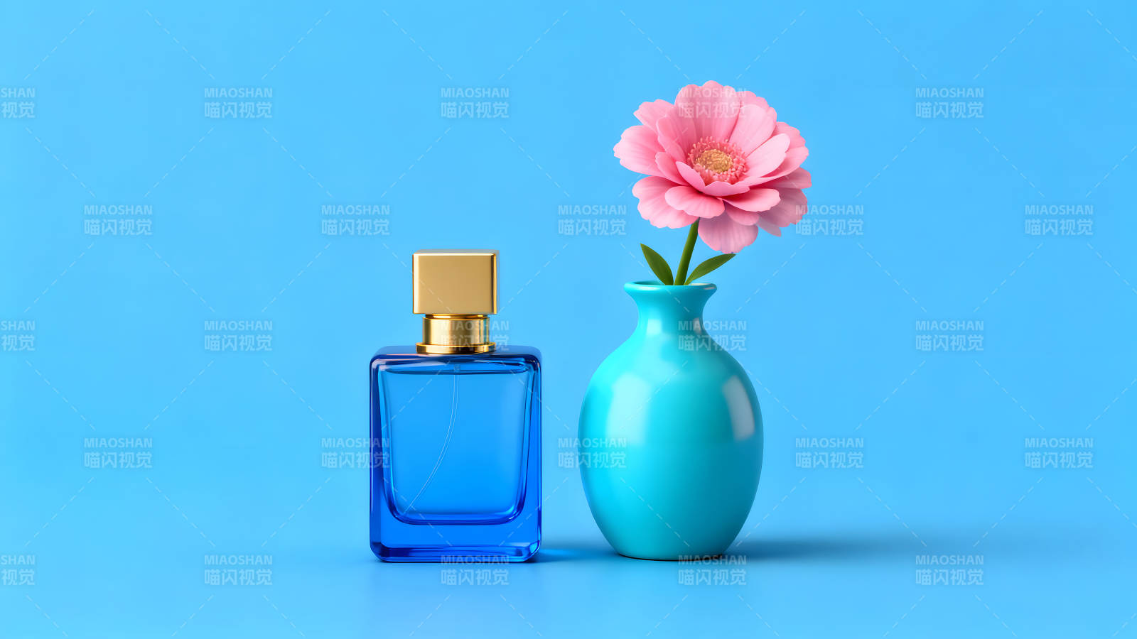 蓝瓶花朵简约风格图片