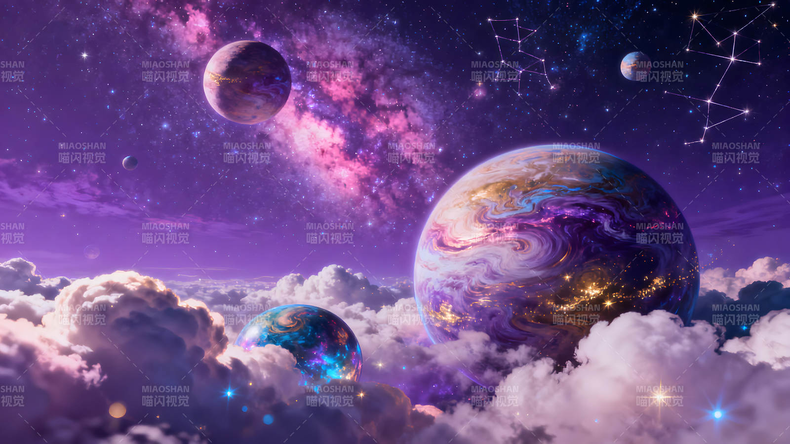 夢幻宇宙星空與行星奇景-圖片