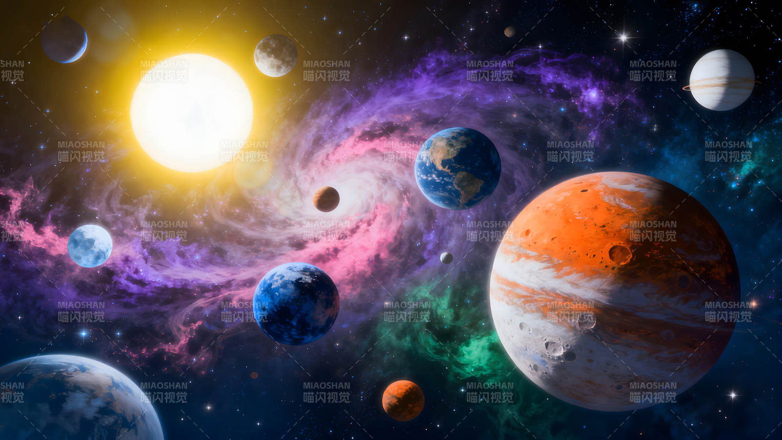 宇宙星系行星匯聚-圖片