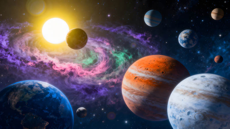 宇宙行星絢麗星云景象-圖片