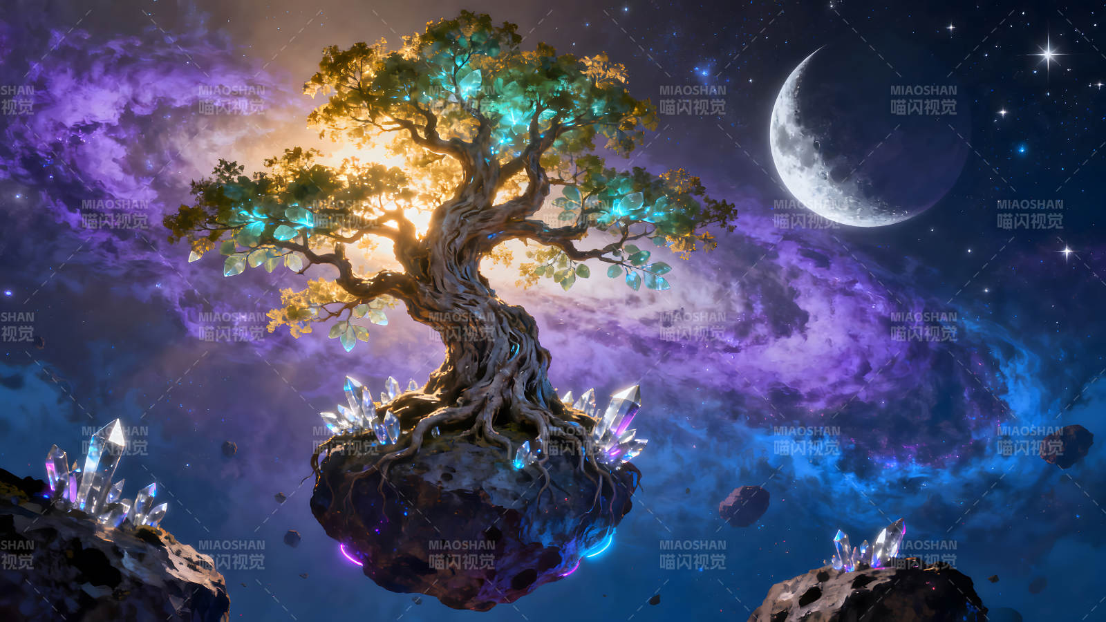 梦幻宇宙树与水晶奇景-图片