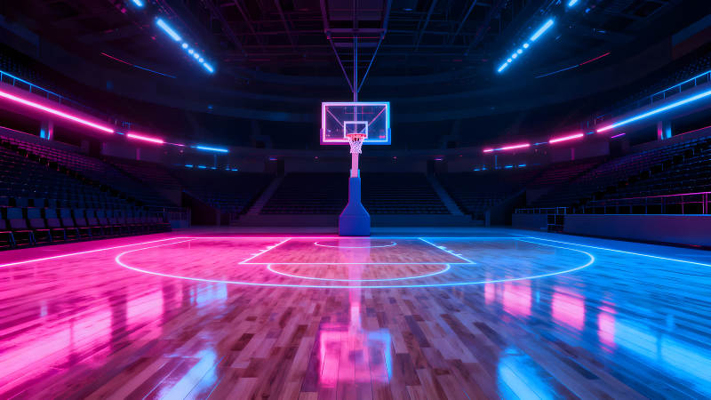 赛博朋克篮球场灯光炫酷-图片