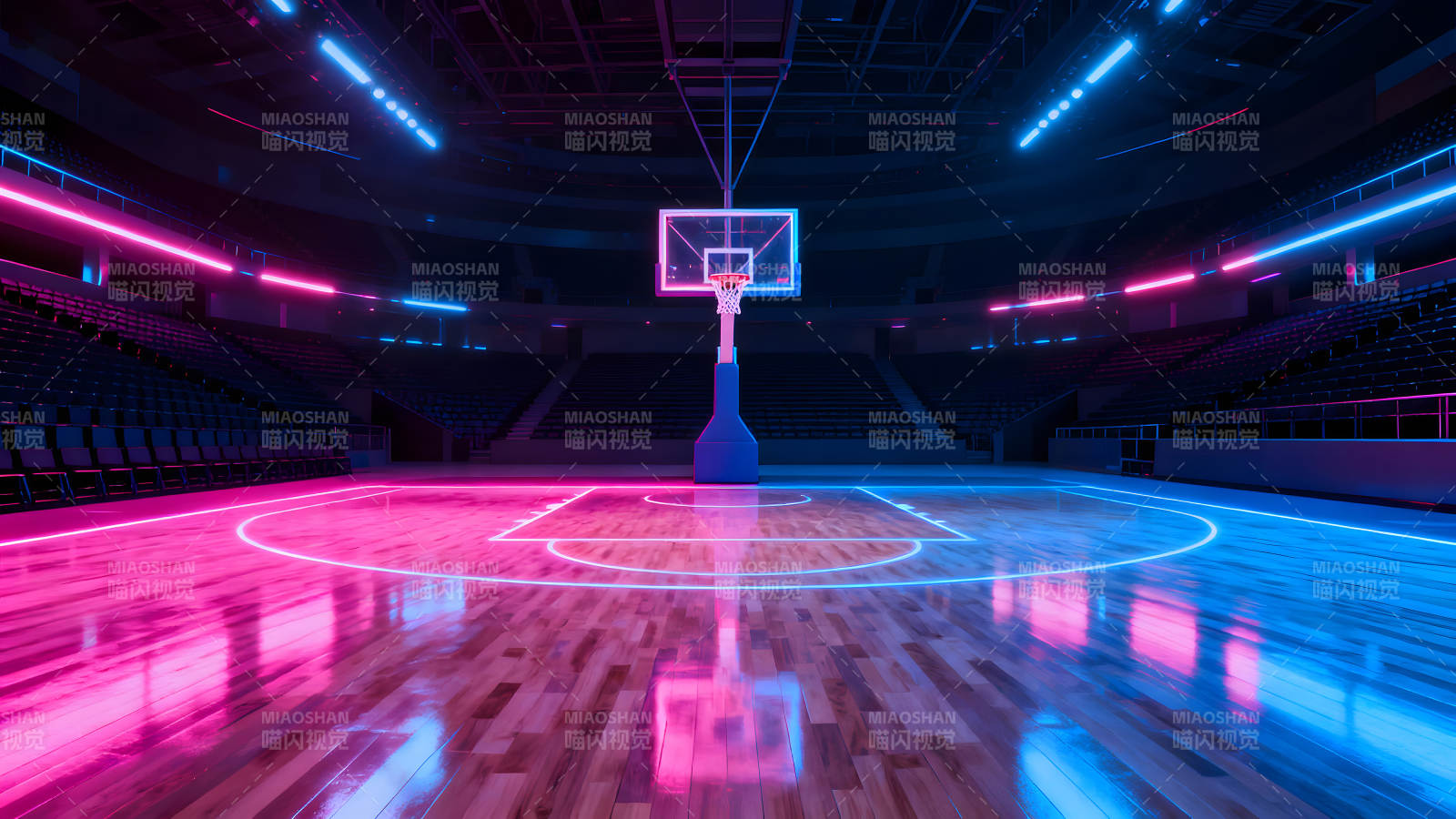赛博朋克篮球场灯光炫酷-图片