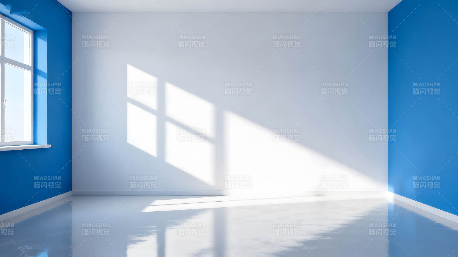 蓝白空间光影交错-图片