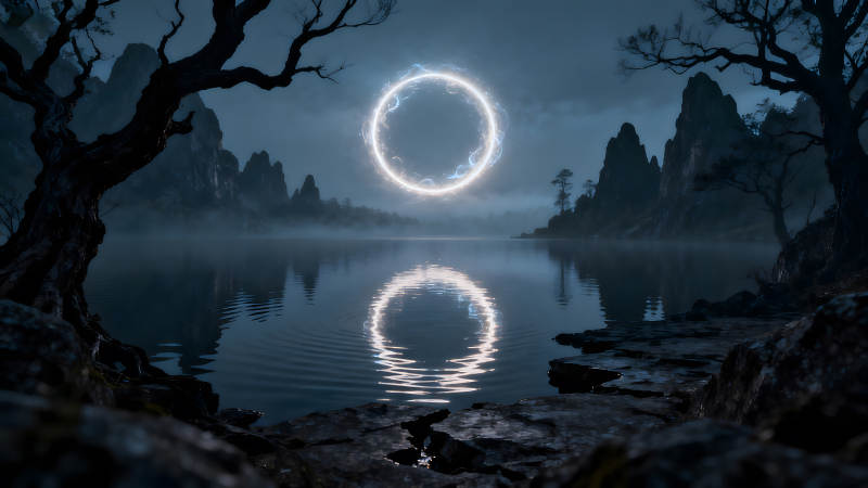 湖泊光環(huán)奇幻場(chǎng)景-圖片