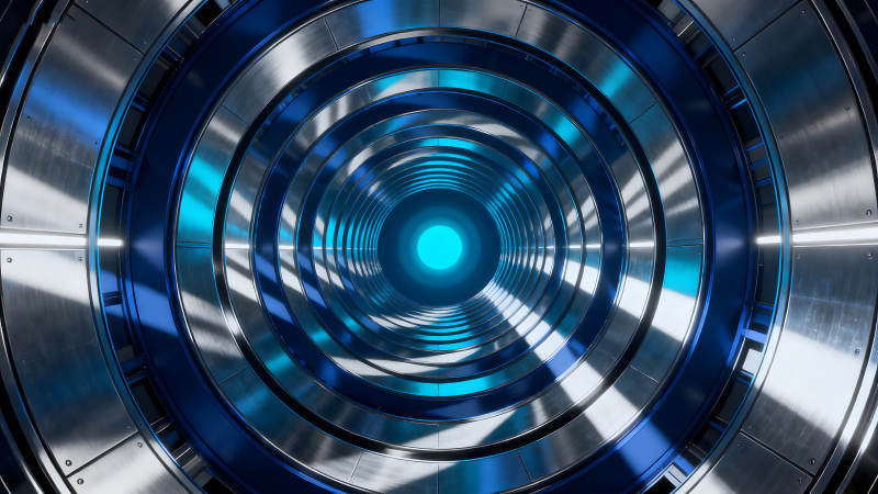 未來科技隧道藍色光芒-圖片