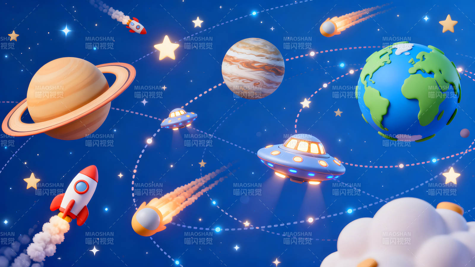 卡通宇宙探索畫面-圖片