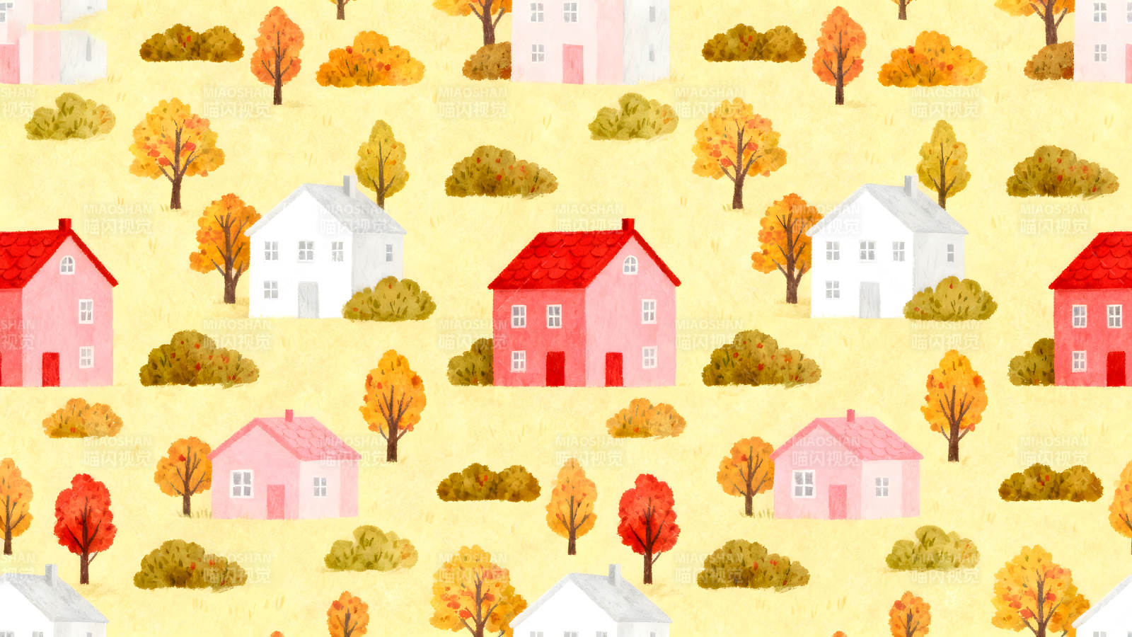 秋日小鎮風景畫-圖片
