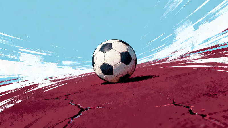 足球在红色地面上-图片