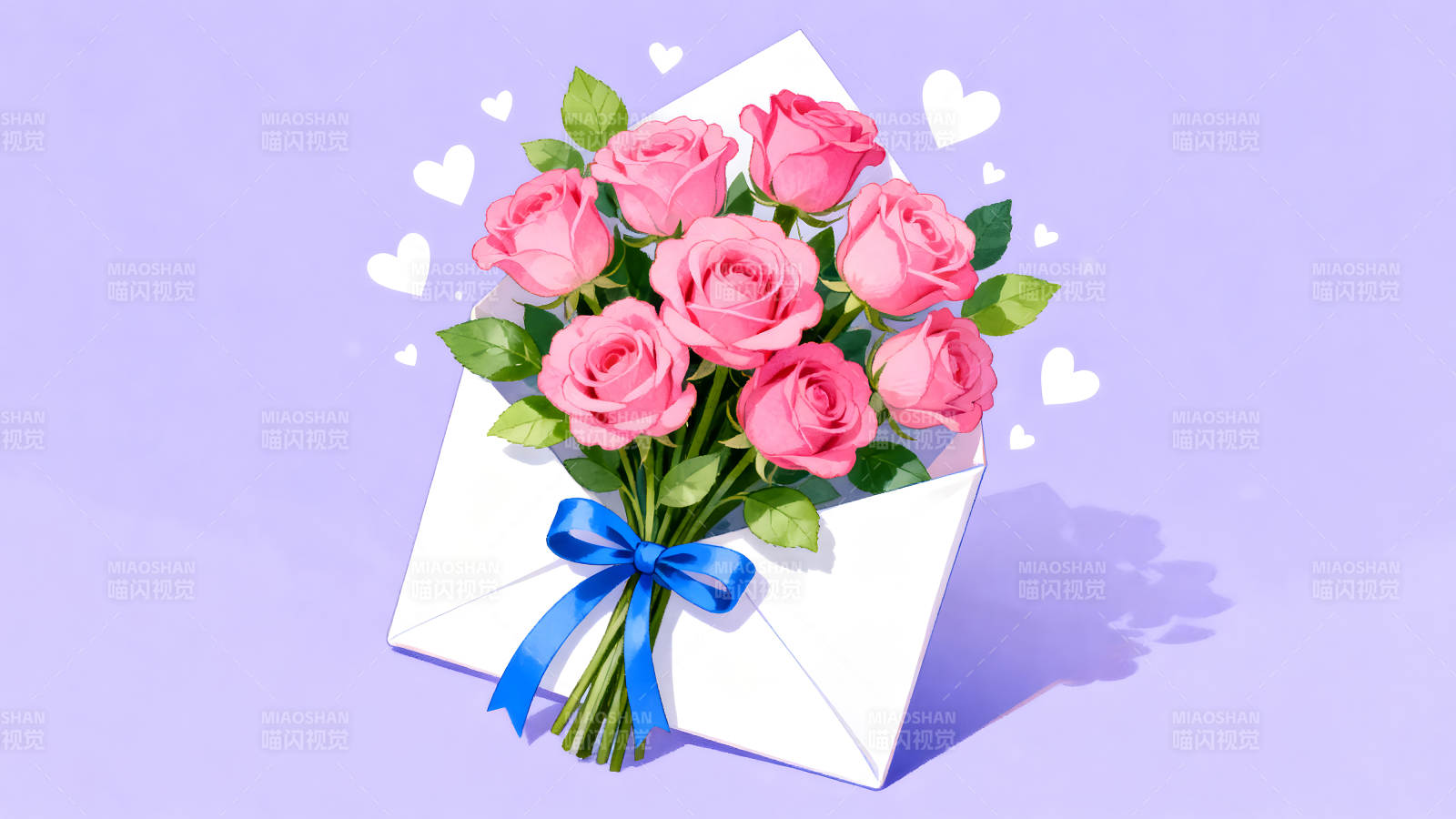 粉色玫瑰花束在信封里图片