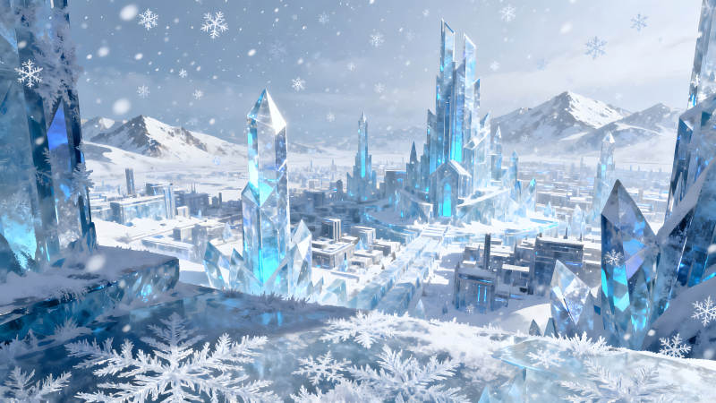 冰雪王國城市風光晶瑩剔透的冰雪世界-圖片