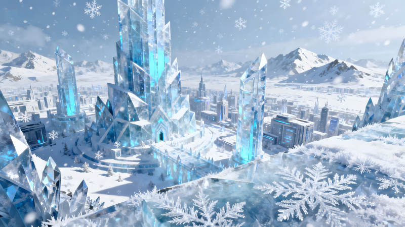冰雪王國城市冬日景象-圖片