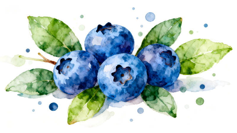 水彩风格的蓝莓-图片