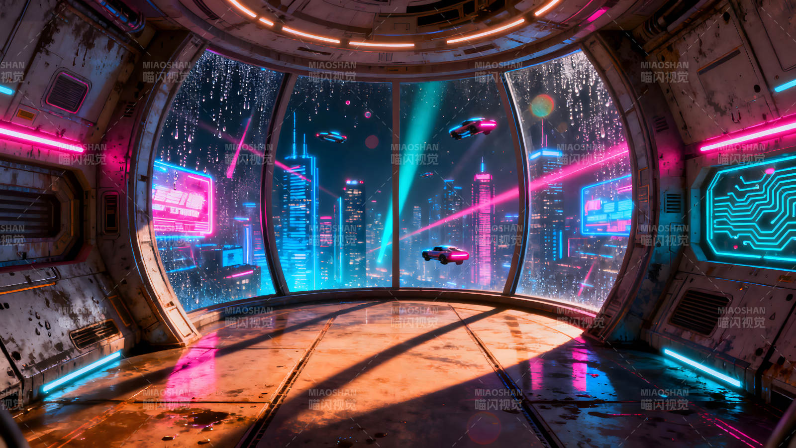 未來城市夜景飛車科幻空間-圖片