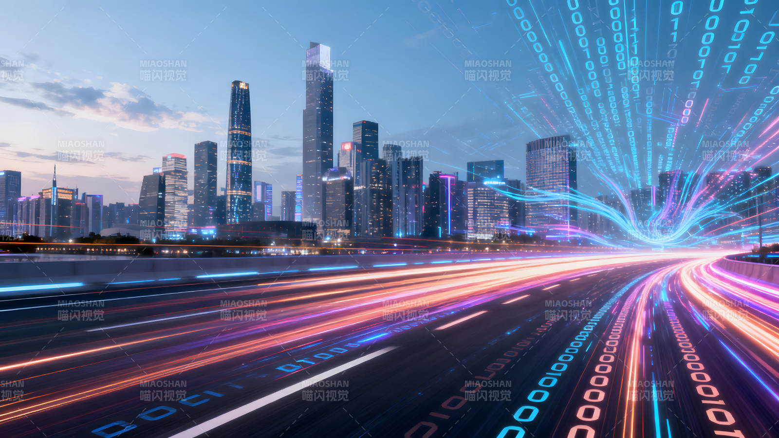 城市道路數據流光效未來科技-圖片
