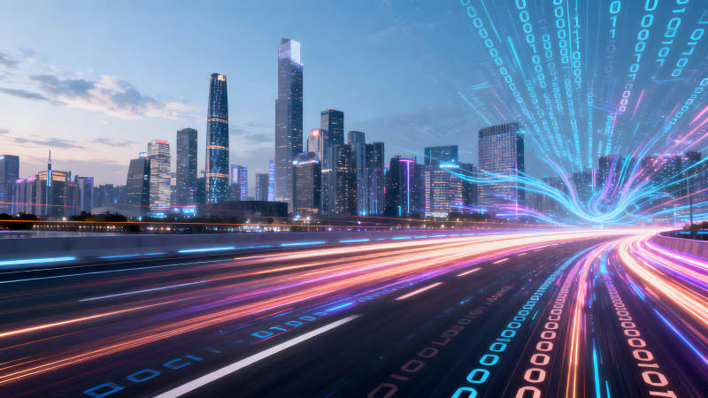 城市道路數據流光效未來科技-圖片