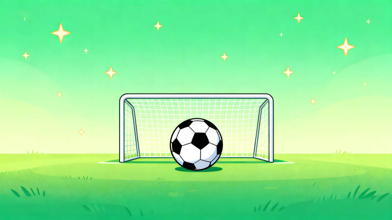 足球场景象球门与足球闪耀着光芒-图片