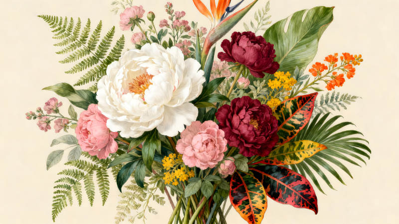 鮮花與綠葉的唯美組合-圖片